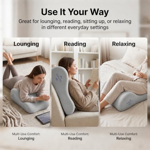 Memory Foam Wedge Pillow, Contoured Firm 50D Support, All Grey - color: All Grey