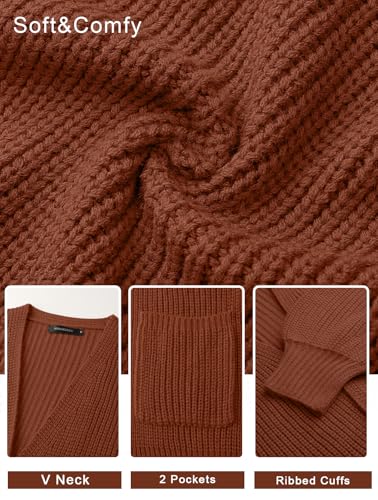 MEROKEETY Long Sleeve Oversized Cardigan Sweaters for Women - color: Caramel, size: Large