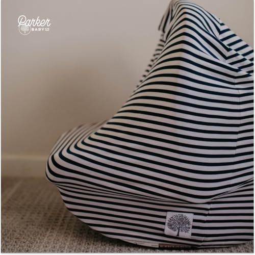 Parker Baby Co. Multi-Use Cover: Carseat Cover, Nursing Cover - Navy Stripe - color: White, Navy Stripes