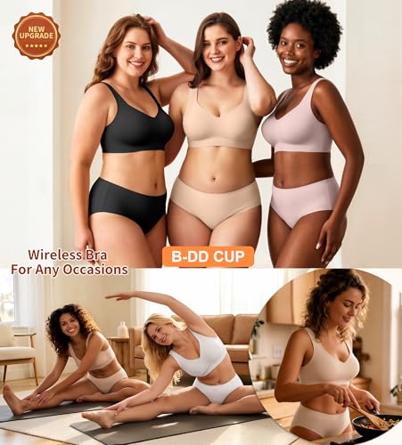 Jelly Bras for Women No Underwire Seamless Pullover Bras Wireless T Shirt Bralettes Wide Straps Sleep Everyday Bra - color: Grey, size: Large