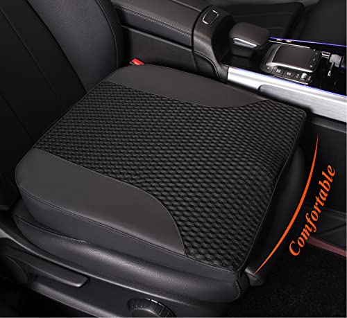 kingphenix Memory Foam Car Seat Cushion for Driving Comfort and Office Use - color: Leather & 4d Mesh Black