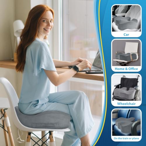 BlissTrends Thick Seat Cushion for Office Chair & Car Seat, XL, LightGrey - color: Light Grey, size: X-Large