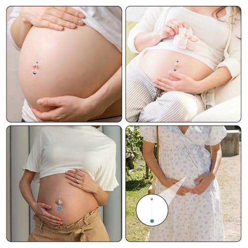 Pregnancy Belly Button Rings, Flexible Acrylic Maternity Belly Rings, Bioflex Navel Piercing Retainer with Replacement Balls for Pregnant Women, Multiple Sizes Set