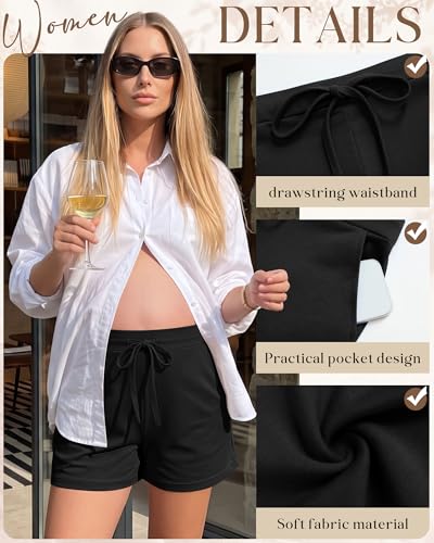 3 Pack Women Maternity Shorts - color: Black, Black, Black, size: XX-Large