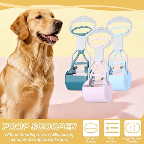 Poop Scooper 11" Long Handle No Touch Dog Poop Scooper Grabber - color: Lavender Purple