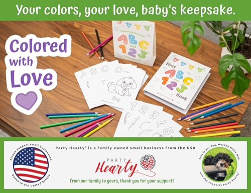 Party Hearty Baby's First ABC & 123 Book, Baby Shower Activity Keepsake