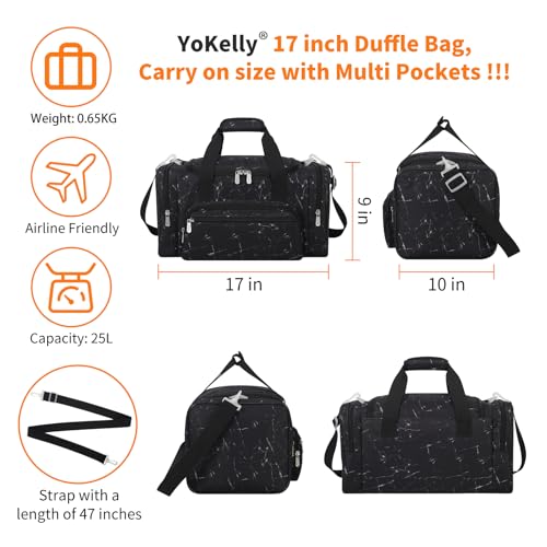 17 inch Small Duffle Bag, Black Marble - color: Black Marble, size: 17 inch