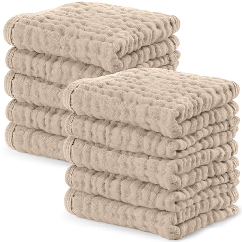 Muslin Nursing Cover and Baby Washcloths 10 Pack Bundled by Comfy Cubs