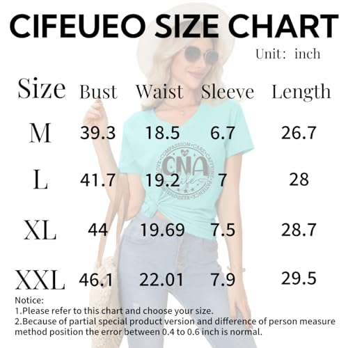 Nurse V Neck T Shirts for Women, Certified Nursing Assistant Tshirt - color: Aqua Blue, size: X-Large