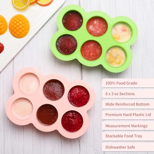 Silicone Freezer Tray with Lid, 3oz x 6 Pods (Gossamer Pink) - color: Gossamer Pink (6 x 3 OZ)