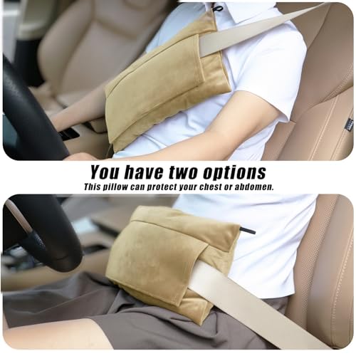 Post Surgery SeatBelt Pillow for Pregnancy Mastectomy Hysterectomy Recovery - color: Beige