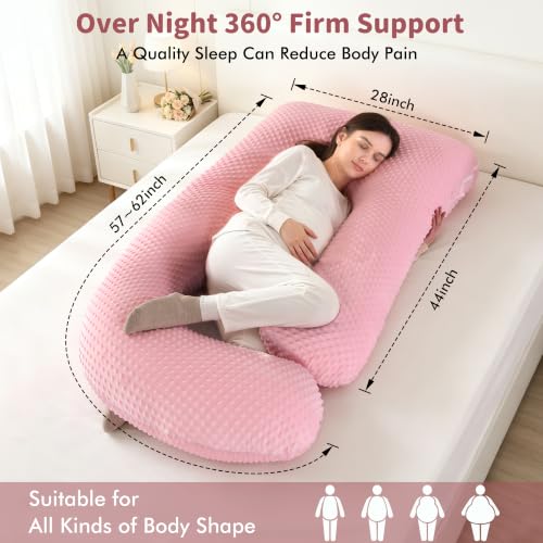 Elover U Shaped Pregnancy Pillow,Full Body Maternity Support - color: Pink