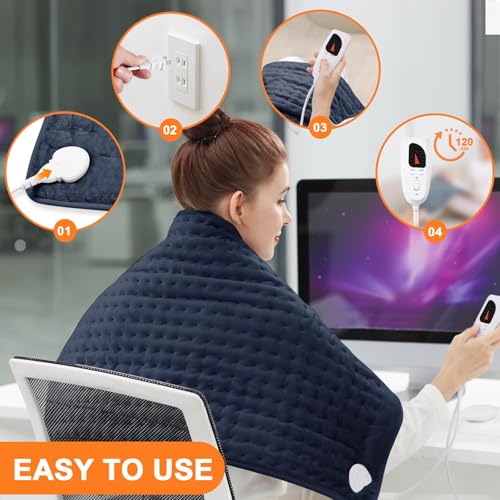 Heating Pad,Electric Heating Pads,Heating Pad for Back,DarkBlue,40x20 Inch - color: Darkblue, size: 40x20 Inch
