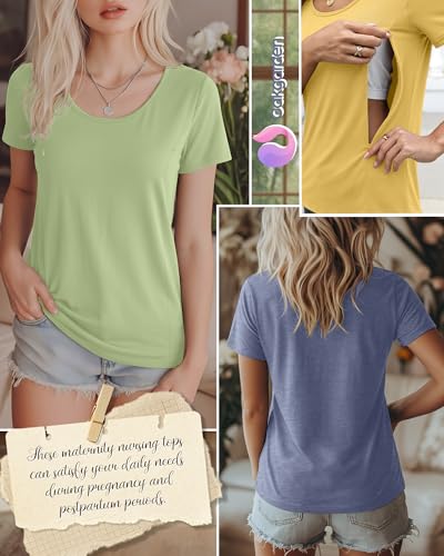 Oakgarden 4 Pack Women's Nursing Shirts - color: Sea Blue, Blush, Light Green, Sun Yellow, size: Medium