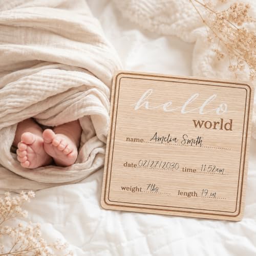 Kate & Milo Hello World Birth Announcement Sign - color: Hello Baby Announcement