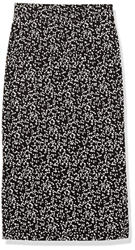 Amazon Essentials Women's Pull-On Knit Midi Skirt with Elastic Waist, Slits - color: Black White Abstract Animal, size: Medium