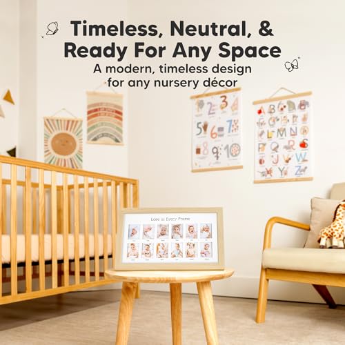 KeaBabies My First Year Photo Frame,12 Months Baby Picture Frame (Ash Wood) - color: Ash Wood