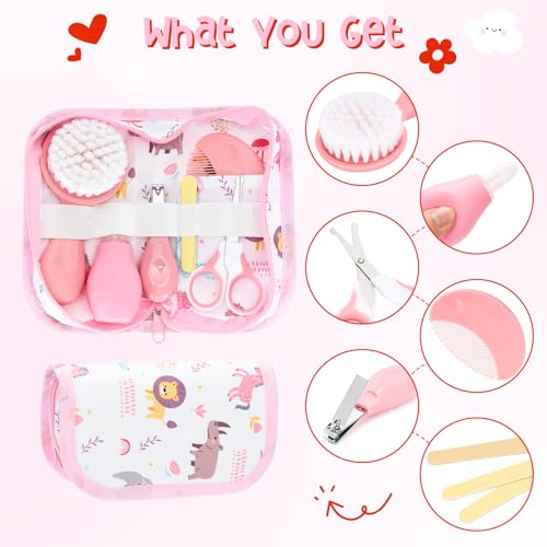 Defresit 13Pcs Baby Shower Gift, Baby Girl Gift Basket - color: Pink