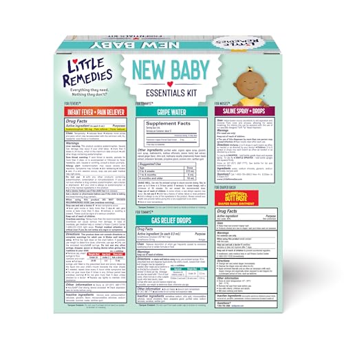Little Remedies New Baby Essentials Kit with Saline Nasal Spray, Diaper Rash Cream, Gas Relief Drops, Gripe Water & More, Safe for Newborns, Multi-Color, 6 Piece Set (Pack of 6) - size: 6 Piece Set (Pack of 6)