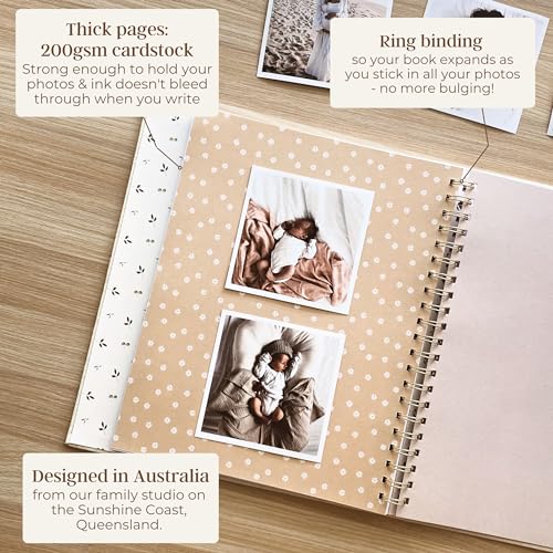 Peachly Baby Book for Girl - First Year Memory Book Keepsake - Clementine - color: Clementine