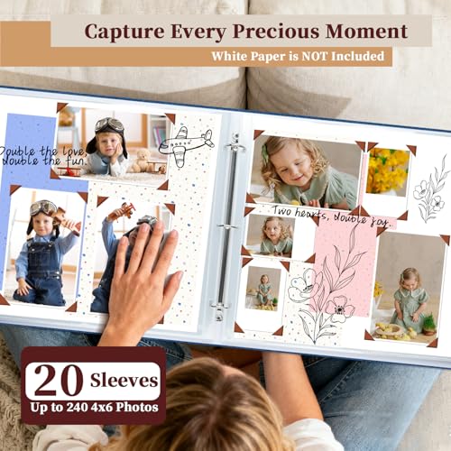 12x12 Inch Large Scrapbook Photo Album, 3 Ring Binder- Navy - color: Navy, size: 12"x12" 20Sheets