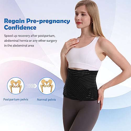 Paskyee Postpartum Belly Band, C-Section & Post Surgery Support - color: Black, size: L/XL