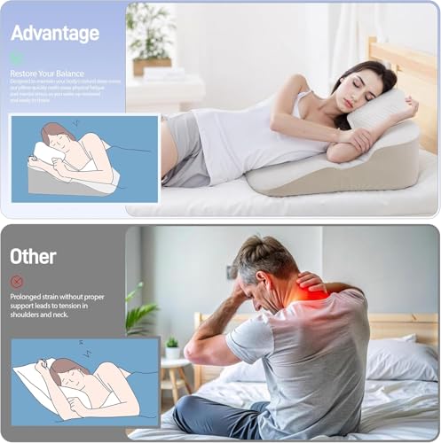 Wedge Pillow for Side Sleepers with Arm Hole, 8" Bed Wedge After Surgery, Acid Reflux, GERD, Back Pain Relief, Back Support with Memory Foam Pillow