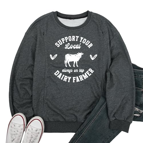 UNIQUEONE Nursing Sweatshirt Women Hidden Zip Breastfeeding Shirts - color: Grey, size: X-Large