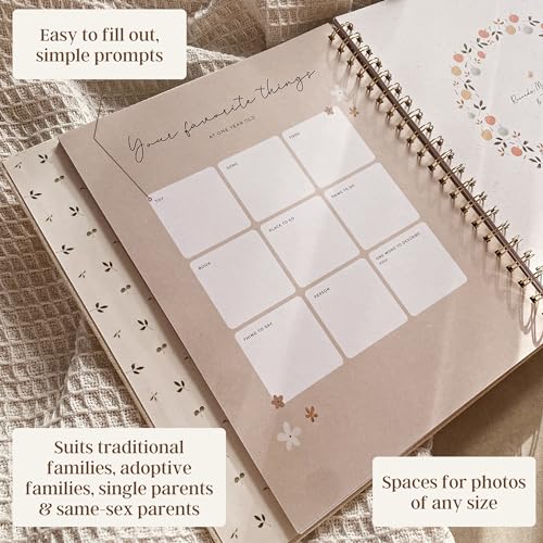 Peachly Baby Book for Girl - First Year Memory Book Keepsake - Clementine - color: Clementine