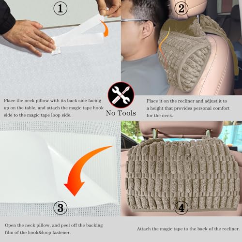 Memory Foam Recliner Neck Pillow. - color: Khaki, size: 17"W x 2.7"D