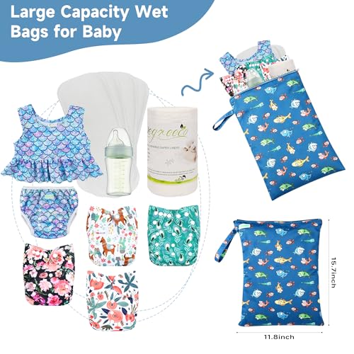 wegreeco Wet Dry Bag for Baby Swimsuit, Small Wet Dry Bag for Clothes Diaper and Breast Pump Parts, Large Baby bag for Travel,Gym Clothes,Beach,Pool,Extra Clothes (Dinosaurs, 3 Pack) - color: Dinosaurs, 3 Pack