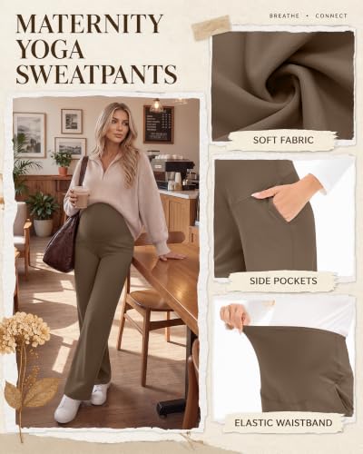 3 Pack Womens Maternity Wide Leg Yoga Pant with Pockets S 3Color