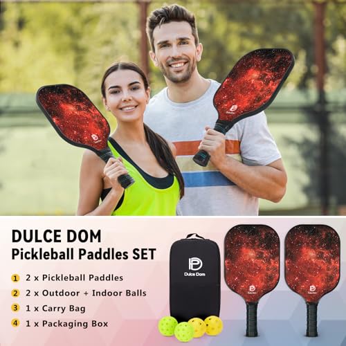 DULCE DOM Pickleball Paddles Set of 2/4 - USAPA Approved - color: Red*2
