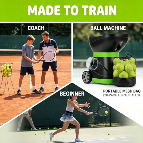 Tebery 20 Pack Advanced Training Tennis Balls, Practice Ball for Beginners with Mesh Bag, Pet Dog Playing Balls for Backyard Play, Exercise - color: Green