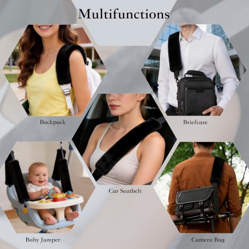 Amooca 15.7in Extra Long Furry Universal Car Seatbelt Cover Shoulder Pad - color: Black, size: 15.7in 1pack