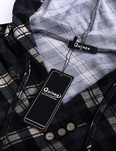 Quinee Women's Long Sleeve Plaid Colorblock Nursing Pullover Hoodie Sweatshirts - color: Black Grey Plaid, size: Medium