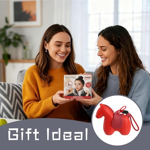Inflatable Travel Neck Pillow Built-in Pump & Cute Storage Bag - color: Red