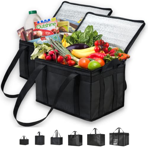 NZ home Insulated Food Bag, Portable Cooler Tote (Large, Black, 2 Pack) - color: Black, size: Large