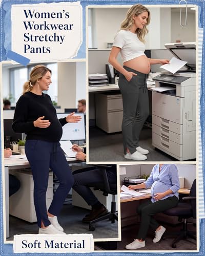3 Pack Comfy Women's Maternity Scrub Pants - color: Dark Gray, Navy Blue, Black, size: XX-Large