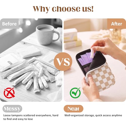 2PCS Tampon Holder Zipper Pouches Portable Period Bags - color: Flower Plaid