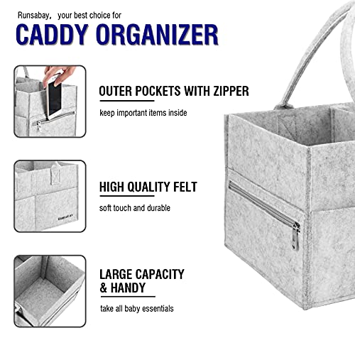 Baby Diaper Caddy Organizer, Portable Baby Essentials Storage Basket Bin for Changing Table,Car Shower Basket for Newborn Boy and Girl, Best Shower Gift for New Mom - color: Grey, size: Regular