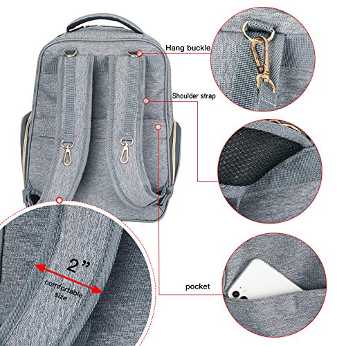 Breast Pump Backpack Diaper Bag - Multi-Function Mommy Outdoor Working Backpack with Insulation Pocket - color: Grey