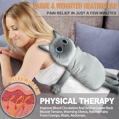 2PCS Large Microwave Heating Pads for Cramps Pain Relief, Moist Microwavable Period Menstrual Heat Packs, Cordless Warm Compress Gift for Mothers Day, Birthday, Thanksgiving, Christmas, 21*12" + 17*9" - size: 1 Large Siamese Cat+1 Medium Siamese Cat