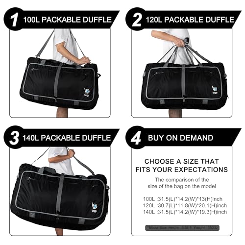 Bago Travel Duffle Bag for Women & Men. Extra Large Foldable Duffel Bags - color: SnowDepBlue, size: 140L
