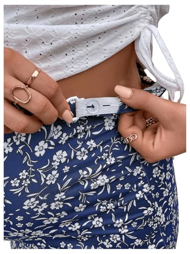 Milumia Women's Maternity Two Piece Set Tank Top and Floral Midi Skirt Sets - color: Navy Blue, size: Medium