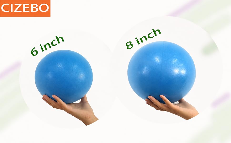CIZEBO 6" or 8" Pilates Ball, Small Exercise Ball with Air Pump - color: Blue, size: 8 inch