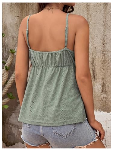 MakeMeChic Women's Maternity Cami Top Lace Ruffle Pregnancy Tank Tops - color: Green, size: Small