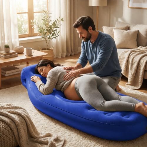 Inflatable Tummy Nest Pregnancy Pillow with Belly Hole (Blue) - color: Blue