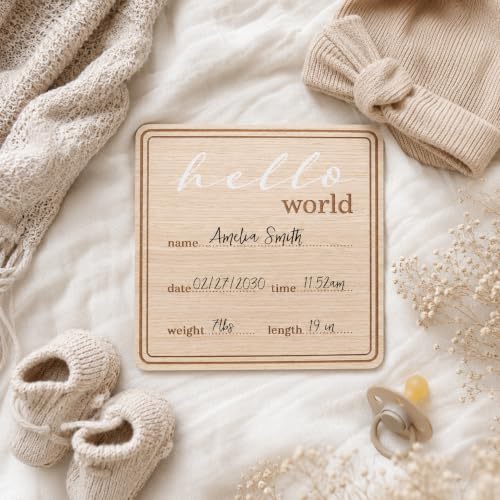 Kate & Milo Hello World Birth Announcement Sign - color: Hello Baby Announcement