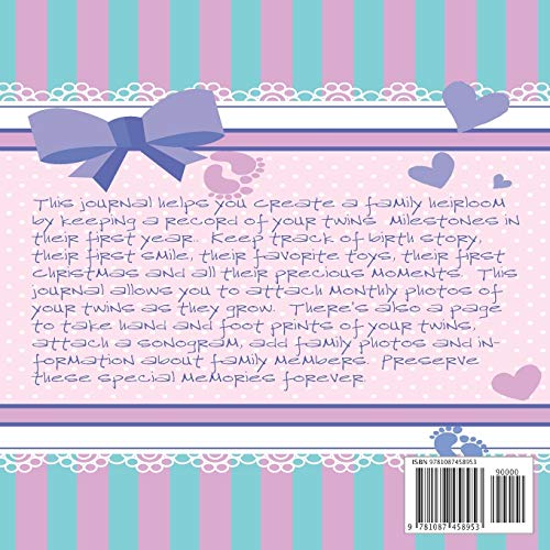 Twin Baby Boy and Girl First Year - A Book of Life's Precious Moments & Firsts: Twin Baby Boys Journal and Photo Album - Simple Journal First Year Memories Book of First